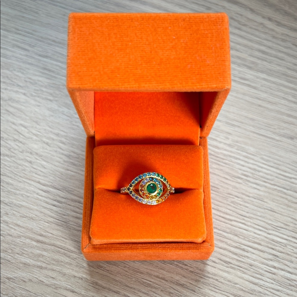 Kurt Geiger Evil Eye Ring with Crystal Accents